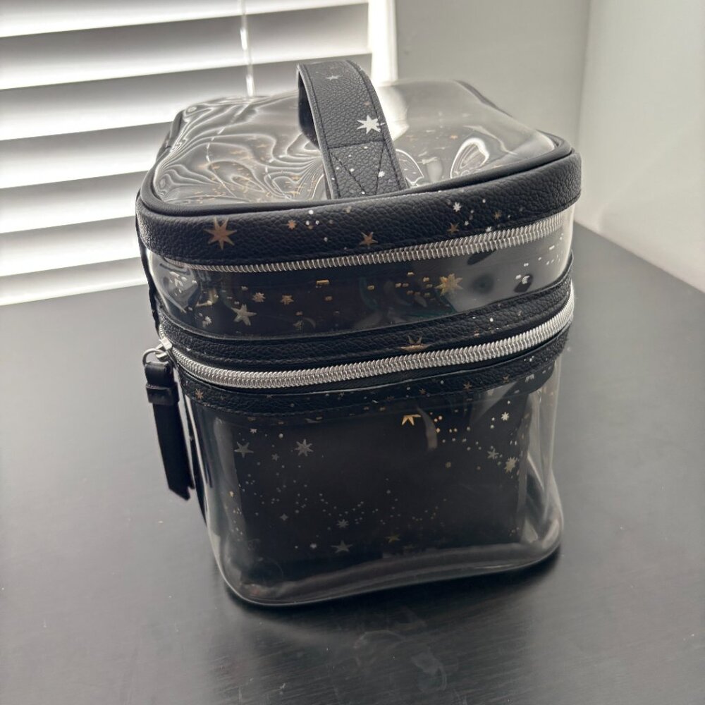 Victoria's Secret Black Clear Cosmetic Train Case with Gold Star Print - Picture 2 of 9